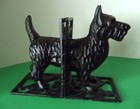 Vtg 6  Tall Cast Iron Black Metal Scottish Terrier Dog Bookends Or Door Stopper