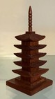 Vintage Japanese Wooden Five Storied Pagoda Tower Souvenir With Box