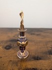 Vintage Purple Art Glass Perfume Bottle Gold Gilt Ornate Stopper Decor Vanity