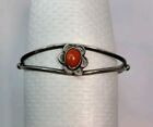 Sterling Silver Coral Cuff Bracelet 