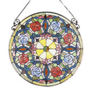 23 4  Round Floral Stained Glass Window Hanging Panel Suncatcher
