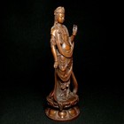 8 Inch Old Chinese Boxwood Hand Carved Mahasthamaprapta Buddha Statue Decoration