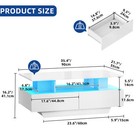 Modern Coffee Table High Gloss With Led Light   Storage Drawer Living Room White