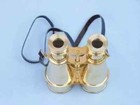 Antique Vintage Brass Binoculars - Nautical Maritime With Leather Strap