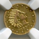 1897 Alaska Head Rgt 1 Pinch  Rd  Reeded  Me Harts  California Gold   Ngc Au58