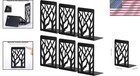 Elegant Metal Bookends For Heavy Books Black Finish Set Of 6 Pieces