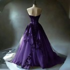 Purple Black Gothic Sweetheart Wedding Dress Strapless Aline Vintage Bridal Gown