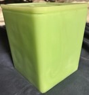Vtg 1930s Jeannette Jadeite Green Uranium Glass Square Refrigerator Dish Lid 5 