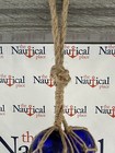 6 Glass Cobalt Blue Fishing Floats On Rope - Fish Net Buoy Ball - Nautical Beach