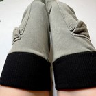 Cargo Pocket Leg Warmers Green Footless Over The Knee Socks Thigh Highs Cotton