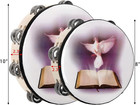 Set Of 2 Tambourine  10  And 8  Dove And Bible Church Tambourine With Double Row