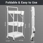 3-tier Folding Rolling Utility Cart With Wheels  Foldable Storage Cart