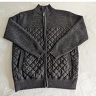 Fashton Coat Unisex Large Full Zip Quilted Knit Sweater Jacket Lined