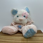 Vtg 1988 Fisher Price 10  Puffalump Pink Stripe Blue Rosette Puppy Rattle Plush