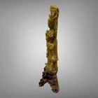 Tall 13 5    Chinese Asian Carved Soapstone Statue Figurine Woman Holding A Rabbit