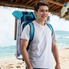 Folding Beach Chair  4 Position Portable Backpack Camping Chair Cup Holder