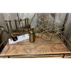 Threshold Serving Bar Cart W casters Metal Wood   Leather Bar Cart Accessories
