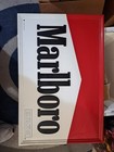 Marlboro Red   White Metal Tobacco Advertising Collectible Sign
