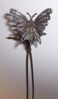 Estate Antique Victorian 6  Long Trembler Filigree Butterfly Stick Hatpin