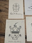 18 Old Vintage Antique Coat Of Arms Bookplate Book Crest Label Collection Lot