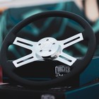 18  Chrome Steering Wheel With Black Leather Grip And Billet Horn Button