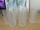Set Of 6 Clear Glass Textured Dotted Tumblers Drinking Glasses 10-18 Oz