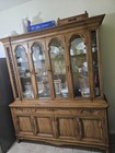 Vintage Solid Wood China Cabinet Hutch 70  French Provincial Display Cabinet