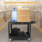 Plastic Utility Service Cart 45 8 X 25 Inch Heavy Duty Flat Top Large Work Cart