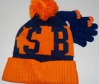 Chicago Bears Winter Gloves Hat Set Youth 8-20 Pom Pom Knit Cuffed Acrylic