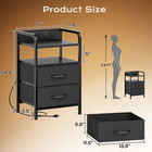 Nightstands Set Of 2  Night Stand With Led Lights  Charging Station