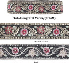 10 Yards Vintage Ethnic Black  Ribbon Floral Embroidered Woven Trim Bridal Gold