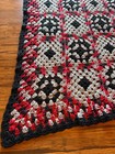 Crochet Granny Square Afghan 66  X 49    Blanket Throw Handmade Blk   Gray Vintage