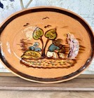 Vintage Handmade Mexican Folk Art Tonala Platter Signed By Lucano Family  rare  
