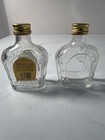 Vintage Crown Royal 50ml Glass Mini Bottles W  Purple Bags Lot Of 2