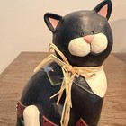 Melanie Rupert 2004 Black Cat Blue Bird Summer Penny Bank Ceramic Artsy