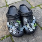 Crocs Jibbitz - Mixed Green Butterflies   Hologram Flowers Charms Set Of 16