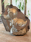 Antique Metal  Hinged Chocolate Mold  Large Duck  Bandanna   Hat  Great Decor