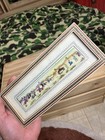 Antique Miniature Knights Scene Persian Pianting On Bone In A Khatam Wood Frame