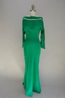Vintage 1930s Emerald Green Bias Cut Dress W  Open Sleeves Holiday Christmas Xs