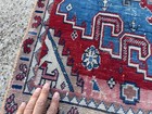 Blue Antique Rug 3x5 Handmade Wool Hand-knotted Vintage Oriental Old Worn Real