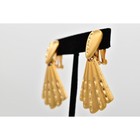 Vintage Chunky Dangle Clip On Earrings Brushed Gold Matte Heavy Nos 1980s Bina4