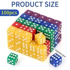 Casino Dice Set 16mm Square Corner Gaming Cubes Mixed Colors 100 Piece Set