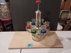 Vintage 1950 s Chrome Liquor Dispenser With 6 Reeded Glass Shot Glasses