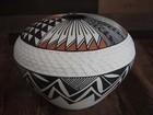 Native American Fine Line Hand Coiled   Hand Painted Pottery By B  Garcia