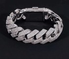 925 Sterling Silver Moissanite Cuban Link Bracelet 20mm Wide 8  Inches Long