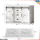 47  Bathroom Vanity Double Sink Ceramic Freestanding Cabinet Marble Countertop