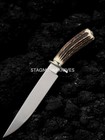 Premium Hand Forged J2 Steel Stag Antler Frontiers Hunting Bowie Knife Vintage