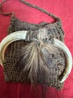 Antique Oceanic Papua New Guinea Wild Boar Tusks Woven Medicine Bag