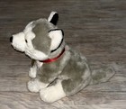 Fao Schwarz Siberian Husky Wolf Puppy Dog 10  Plush Red Collar 2018 Toy