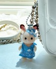 Sylvanian Families Chocolate Rabbit Keychain Light Blue Dress Calico Critters